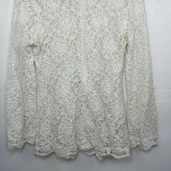 Umgee Lace Top Womens Scalloped Hem Boho Top size Small Ivory White - Picture 10 of 14